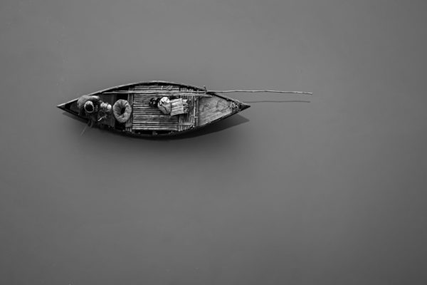 Fishing - Limited Edition Black and White Intimate Rural Photography Artwork on Canvas Matte Paper by Minhajul Haque