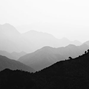 Misty Hills - Abstract Black and White Landscape Photograph in Limited Edition Pigment Prints Canvas Matte Paper by Minhajul Haque for Sale India