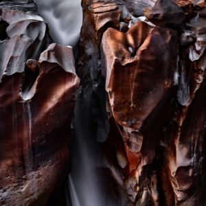 Moonlit Canyon Waterfall - Intimate Landscape Photograph in Museum-Quality Limited Edition Prints on Canvas and Matte Paper by Minhajul Haque