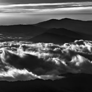 Mountains in Delicate Cloud - Dark and Moody Black and White Landscape Photograph in Limited Edition Prints on Canvas and Matte Papers by Minhajul Haque