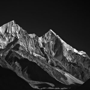 Snowy Bhagirathi Peaks - Black and White Fine Art Landscape in Limited Edition Pigment Prints on Canvas and Matte Paper by Minhajul Haque